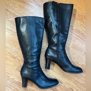 a.n.a. Knee-high heeled leather wide-calf boot size 8.5